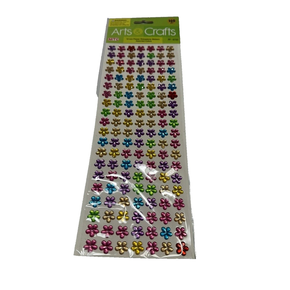 GEM STICKERS RHINESTONES arts & crafts 140 count COLOR FUL FLOWERS